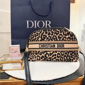 Dior Beauty Leopard Print Crossbody Bag + Miss Dior dabber + Dior Gift Bag